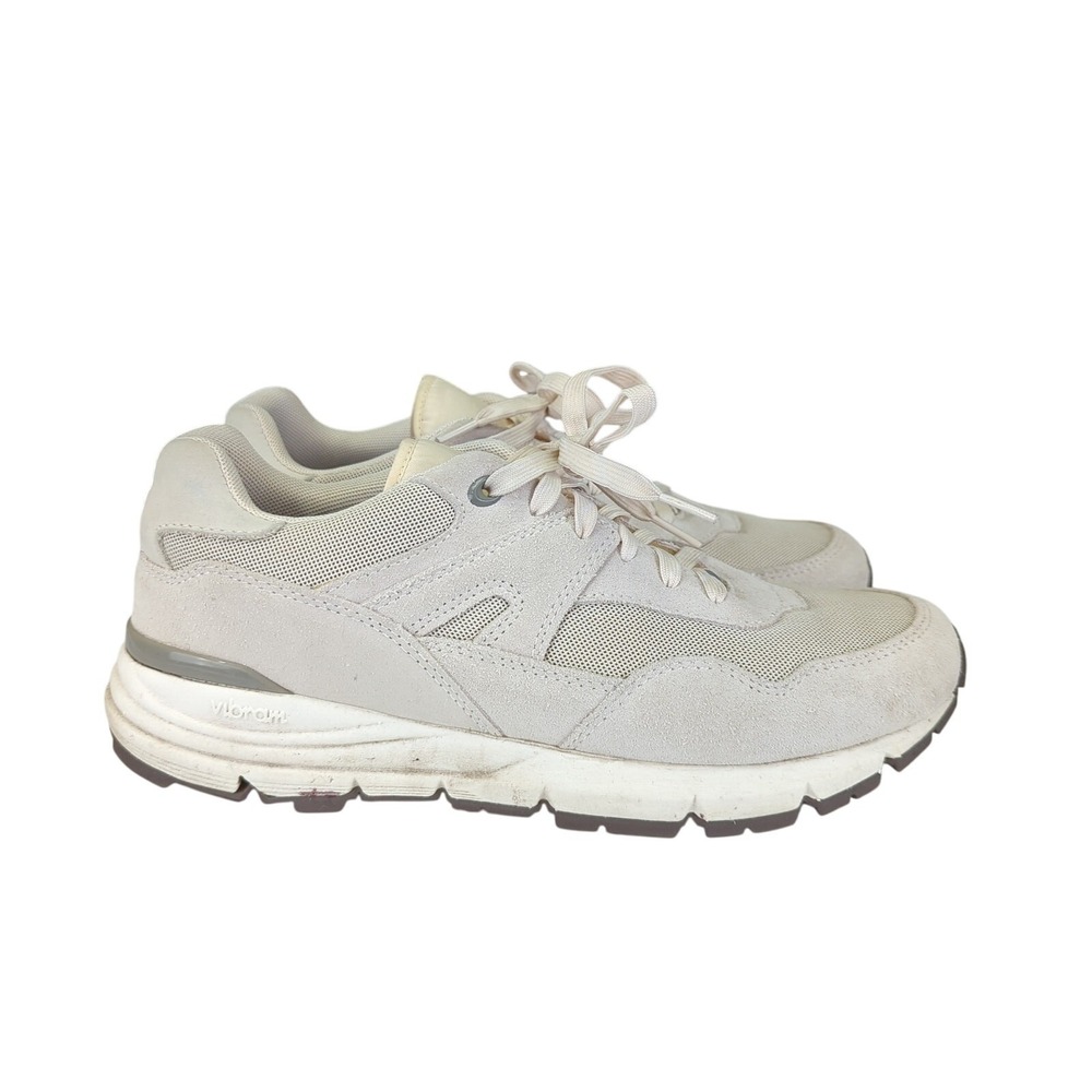 J Crew Trail Runners‎ Mens 10.5 Vibram Sole Sneakers Beige Leather Mesh BE394